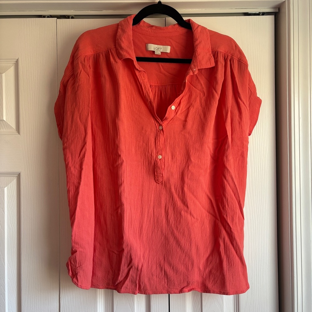 LOFT gauzy coral top
